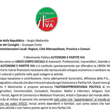 Movimento Politico Autonomi e Partite I.V.A. – Appello alle istituzioni