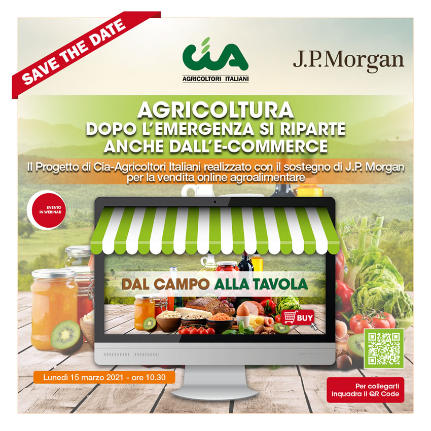 “Dal Campo alla Tavola”, lancio dell’e-commerce Cia con J.P.Morgan