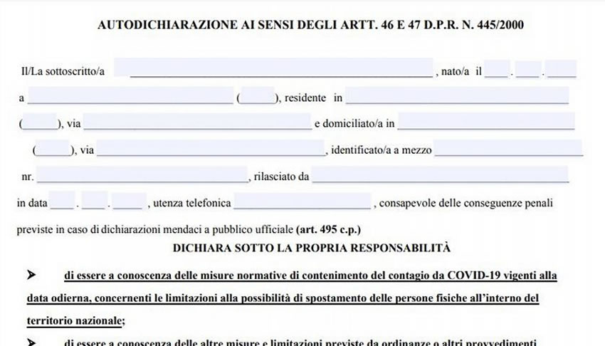 Il Tribunale di Reggio Emilia annulla una condanna per falsa autocertificazione