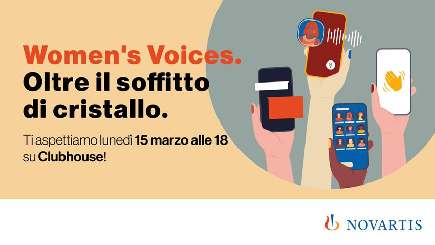 “Women’s Voices” il nuovo progetto editoriale di Novartis per dare voce alle donne, on air su Clubhouse