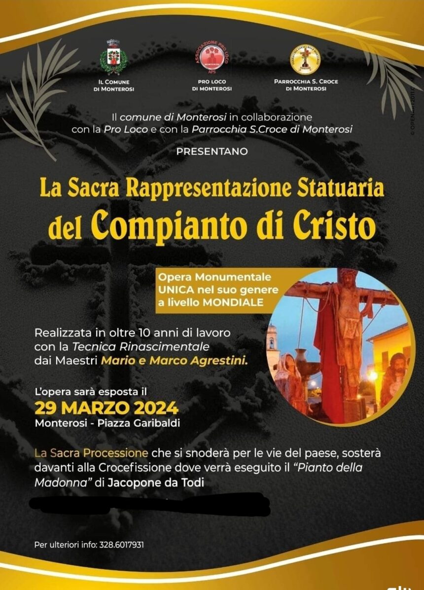 Monterosi (VT): La Sacra Rappresentazione Statuaria del Compianto di Cristo realizzata da Mario e Marco Agrestini – 29 Marzo 2024